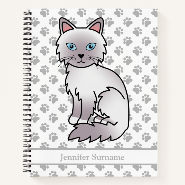 Lilac Point Birman / Ragdoll Cat & Custom Text Notizbuch (Vorderseite)