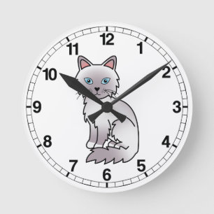 Lilac Point Birman / Ragdoll Katze Runde Wanduhr