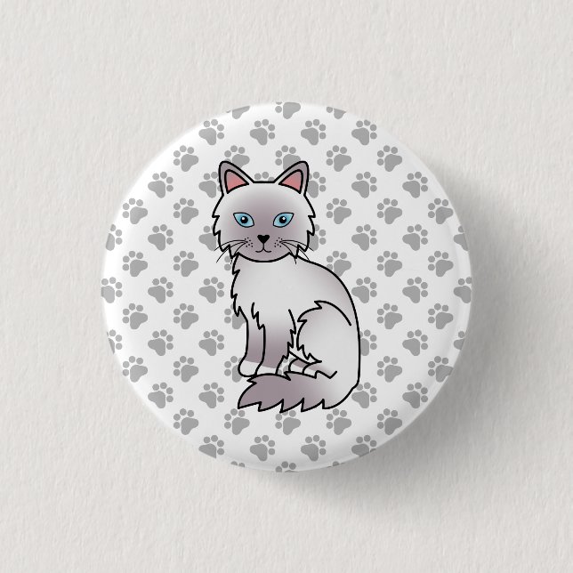 Lilac Point Birman / Ragdoll Niedlich Cat & Paws Button (Vorderseite)