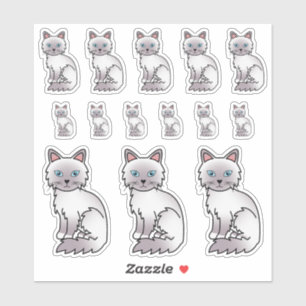 Lilac Point Birman / Ragdoll Niedlicher Cartoon Aufkleber