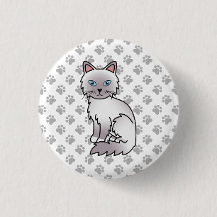 Lilac Point Birman / Ragdoll Süße Katze & Pfoten Button