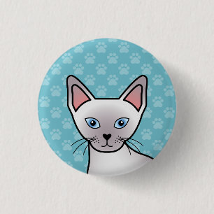 Lilac Point Siamese Katzen Cartoon Zeichnung Button