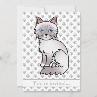 Lilac Point Tabby Birman Cat Birthday Party Einladung