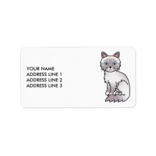 Lilac Point Tabby Birman/Ragdoll Katze & Benutzerd Adressaufkleber