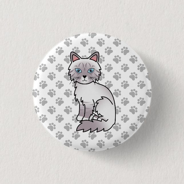 Lilac Point Tabby Birman / Ragdoll Niedlich Cat &  Button (Vorderseite)