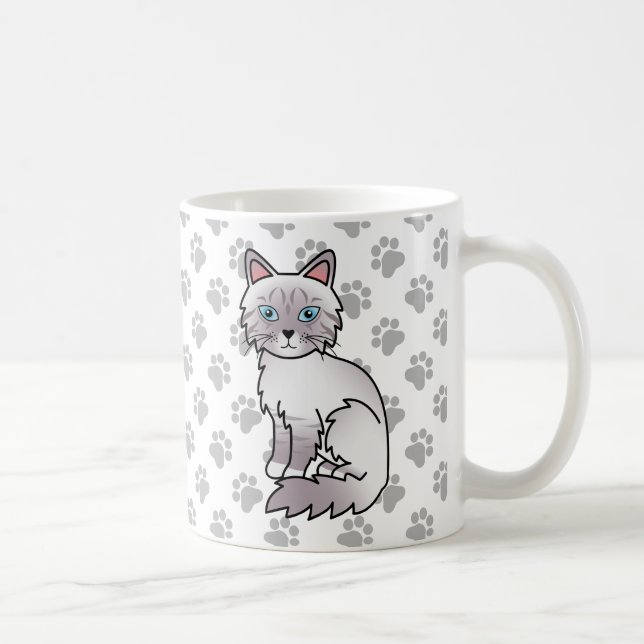 Lilac Point Tabby Birman / Ragdoll Niedlich Cat &  Kaffeetasse (Rechts)