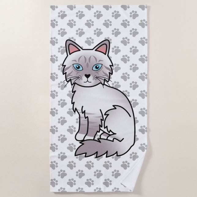 Lilac Point Tabby Birman / Ragdoll Niedlich Cat &  Strandtuch (Vorderseite)