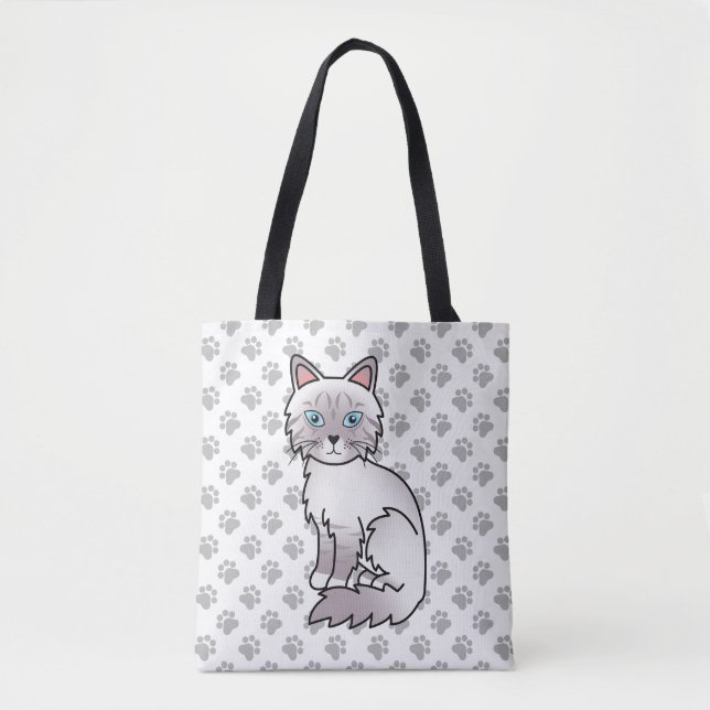 Lilac Point Tabby Birman / Ragdoll Niedlich Cat &  Tasche (Vorderseite)