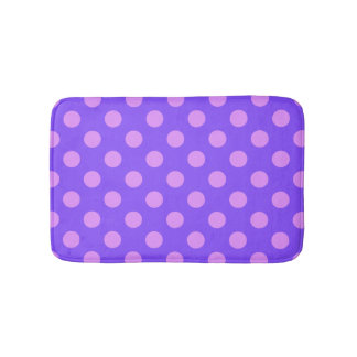 Lilac polka dots on periwinkle badematte