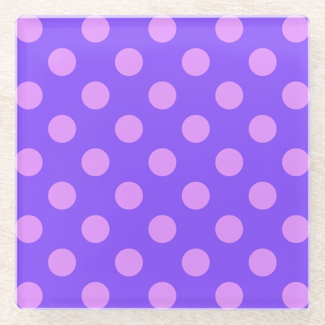Lilac polka dots on periwinkle glasuntersetzer (Vorderseite)
