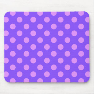 Lilac polka dots on periwinkle mousepad