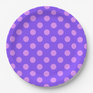 Lilac polka dots on periwinkle pappteller