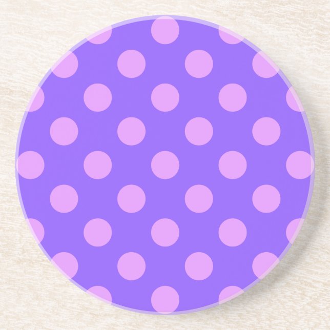 Lilac polka dots on periwinkle sandstein untersetzer (Vorne)