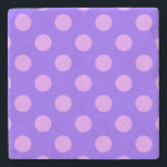 Lilac polka dots on periwinkle steinuntersetzer<br><div class="desc">Lilac polka dots on periwinkle</div>