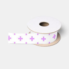 Lilac polka kreuzt auf weiß satinband