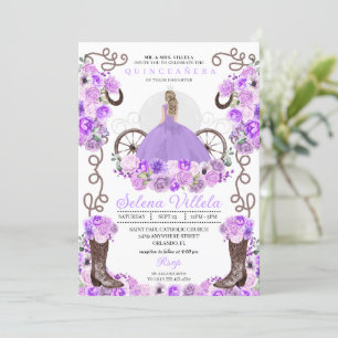 Lilac Princess Dress & Boots Quinceañera Einladung