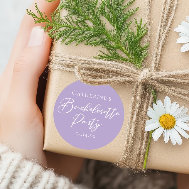 Lilac Purple Bachelorette Party Personalized Runder Aufkleber (Von Creator hochgeladen)