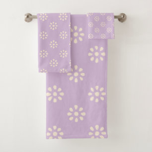 Lilac Purple Blumen Boho Ästhetisches Muster Badhandtuch Set