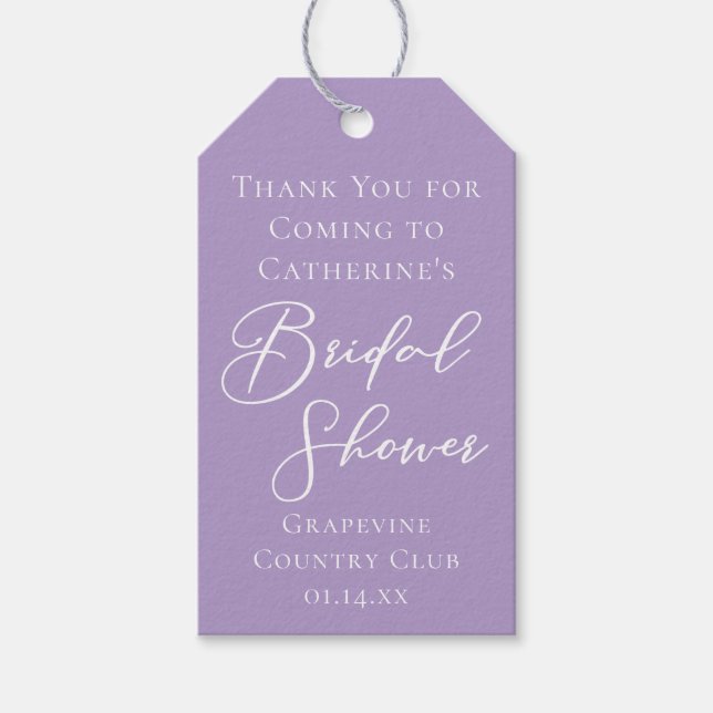 Lilac Purple Bridal Shower Party Personalized Geschenkanhänger (Vorderseite)