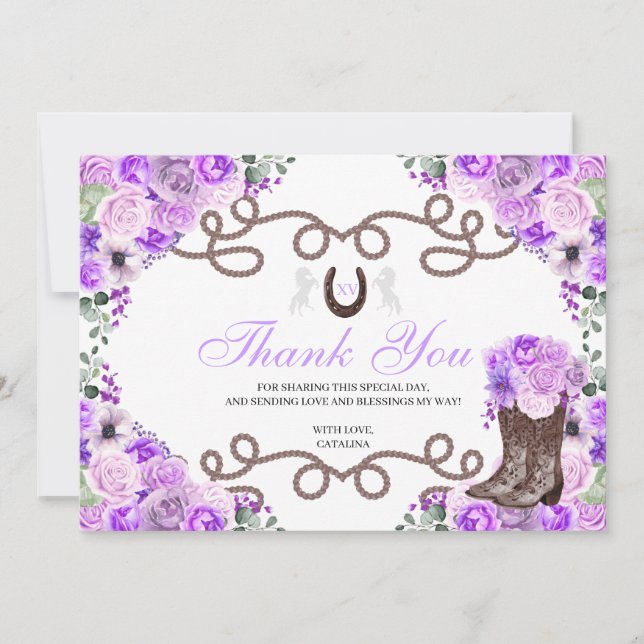 Lilac Purple Cheval occidental Quinceanera Merci (Devant)