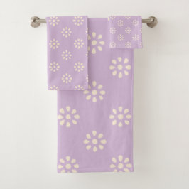 Lilac Purple Flowers Boho Ästhetisches Muster Badhandtuch Set