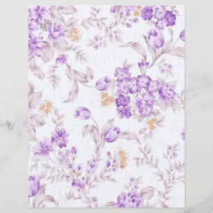 Lilac Purple Grey Pastel Floral Papier à écailles