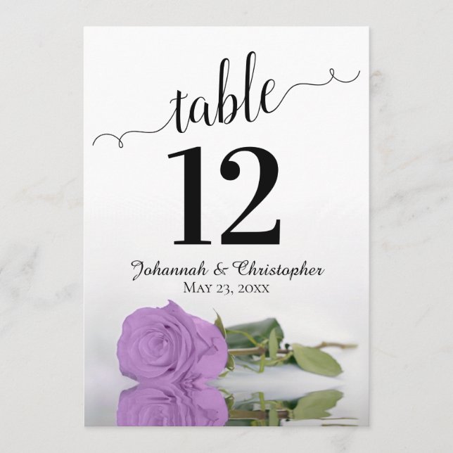 Lilac Purple Rose Chic Mariage Numéro de table Gra (Devant)