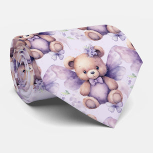 Lilac Purple Teddy Bear Cravate