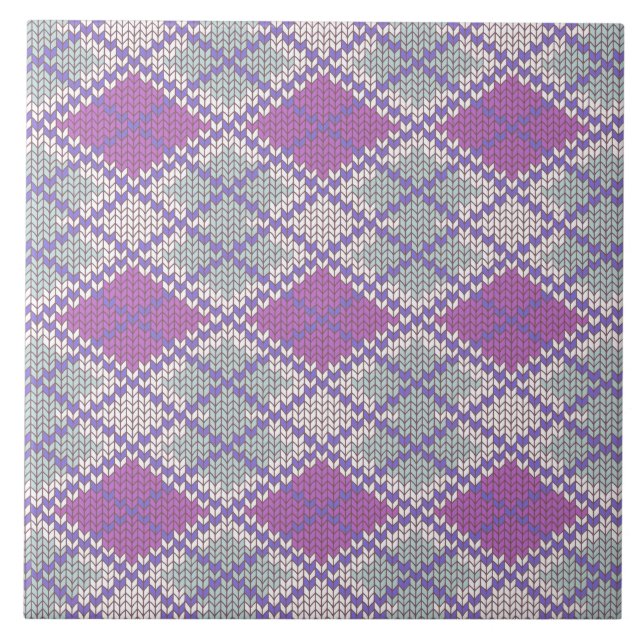 LILAC RAUTE STRICK 6x6 Keramik Tile Fliese (Vorderseite)