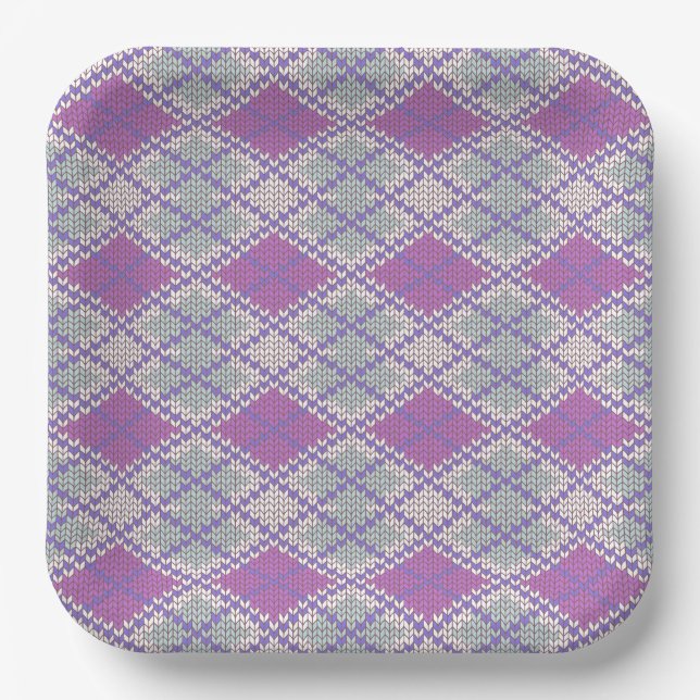 LILAC RAUTE STRICK 9" Teller für Papiervorlagen (Vorderseite)
