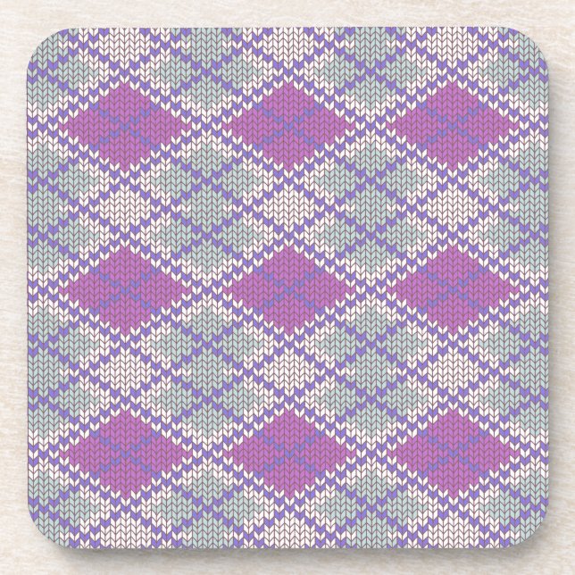 LILAC RAUTE STRICK Hard Plastic Untersetzer (Vorderseite)