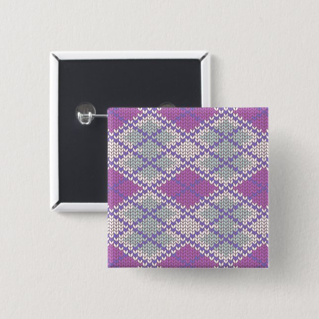 LILAC RAUTE STRICK Square Button Button (Vorne & Hinten)