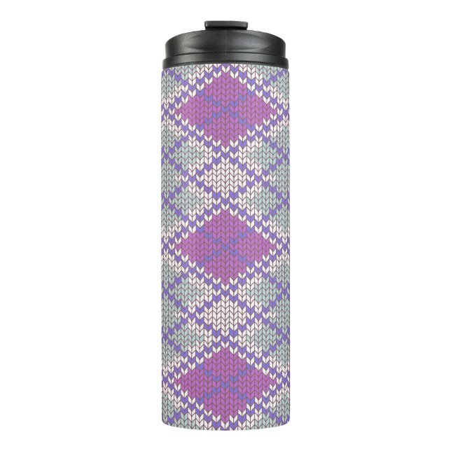 LILAC RAUTE STRICK Thermal Tumbler Thermosbecher (Vorderseite)