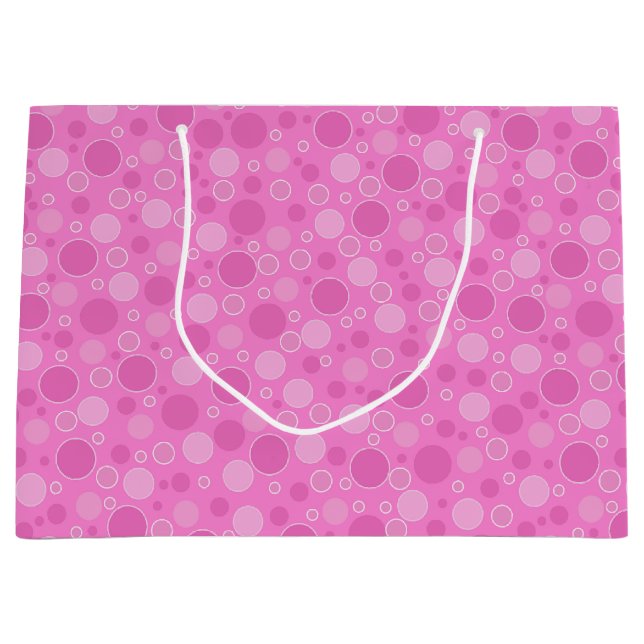 Lilac-Rosa-Töne mit Polka-Punkten in Retro-60er Ja Große Geschenktüte (Vorderseite)
