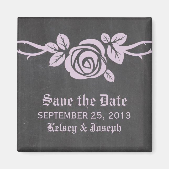 Lilac-Rose-Chalkboard Speichern Sie das Datumsfens Magnet (Vorne)