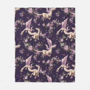 Lilac, Rose und weiße Drachen Fleece Blanket