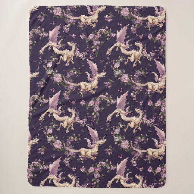 Lilac, Rose und weiße Drachen Sherpa Blanket Sherpadecke (Vorderseite)