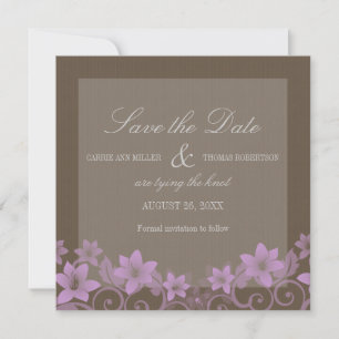 Lilac Rustic Floral Save the Date einladen