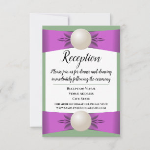 Lilac & Sage Green Pearl Ribbon Hochzeitsempfang Einladung