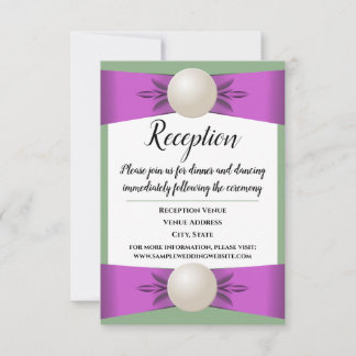 Lilac & Sage Green Pearl Ribbon Hochzeitsempfang Einladung