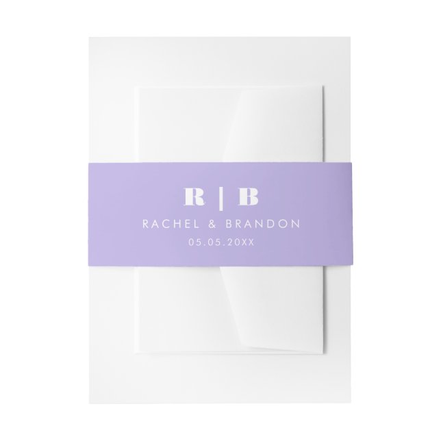 Lilac Simple Minimal Monogram Wedding Einladung Einladungsbanderole (Vorderseite Beispiel)