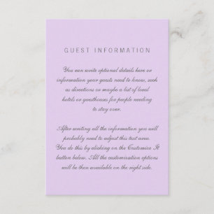 Lilac Simple Wedding Insert Card