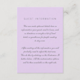 Lilac Simple Wedding Insert Card