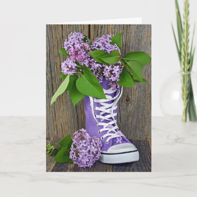 Lilac Sneaker Bouquet Karte (Vorderseite)