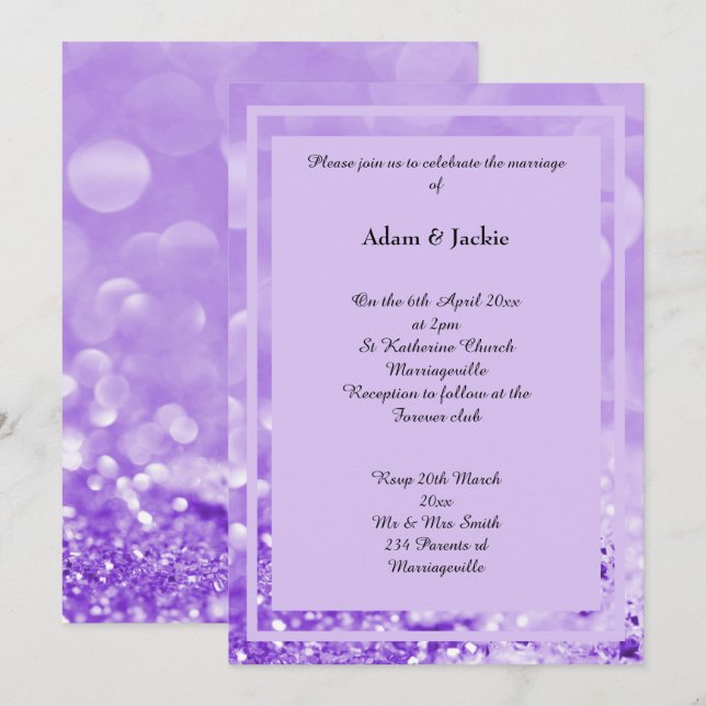 LILAC SPARKLE LAYER BOKEH PRINT WEDING INVITATION EINLADUNG (Vorne/Hinten)