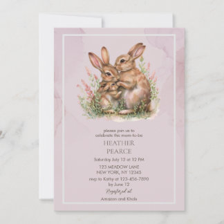 Lilac Spring Bunny Baby Dusche Einladung