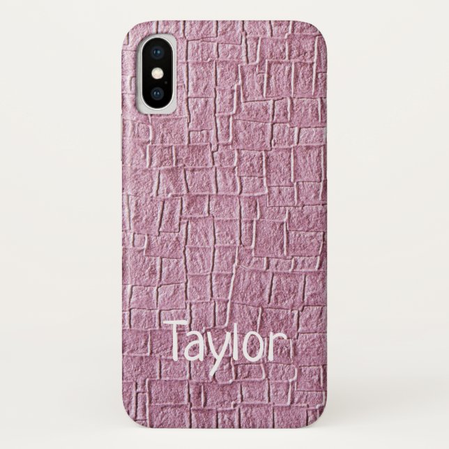 Lilac Squares Texture Print iPhone X Fall Case-Mate iPhone Hülle (Rückseite)
