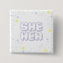 Lilac Star Confetti Sie/Ihre Pronouns Button