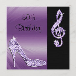 Lilac Stiletto & Treble Cleft 50. Geburtstag Einladung