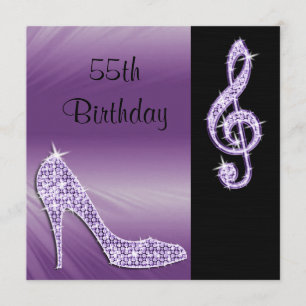 Lilac Stiletto & Treble Cleft 55. Geburtstag Einladung